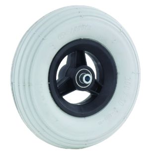 Front wheelchair wheel 8'', D200x50mm, plastic, with 3 spokes, 8 mm axle hole, 60 mm hub, ia-2802 grey tyre
