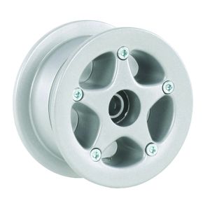 RIM SET 3.00" X 4", SPLIT, SILV.POWD.COAT.ALU.INCL 5 M6 UNBRACO BOLTS, BEARINGS, FOR D15 SHAFT SIDE MOUNTING