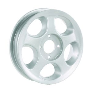 RIM SET 3.00-8", SPLIT, 4 D8MM HOLES, PD=63.5MM, FOR FLANGE HUB, SILV POWD.COAT.ALU.INCL 5 M8 UNBRACO BOLTS