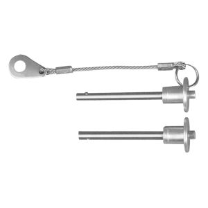 Quick release axle, 1/4'' x 35 mm, stainless steel with wire and ring