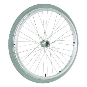 Rear wheel 22'', d12 mm bearing, alum. rim, alum. anodized with rivenuts pushrim, grey pneumatic tyre with tube