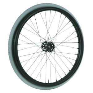 Rear wheel 24'', d1/2'' bearing, aluminium rim, aluminium integrated rim-pushrim, grey pneumatic tyres with flexel