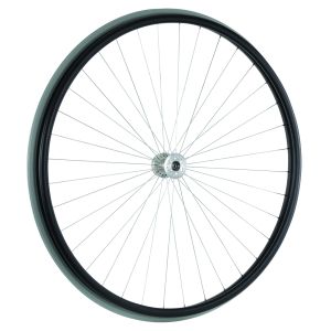 Rear wheel 26'', d12 mm bearing, aluminium rim, aluminium integrated rim-pushrim, grey pneumatic tyres with flexel
