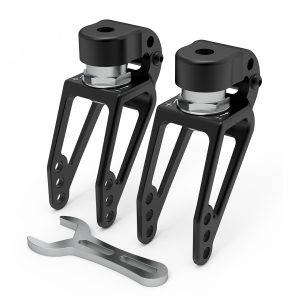 Set of 2 shock absorbing front forks OMOBIC JAZZ, black aluminium, with M12 bolts, with one adjusting wrench
