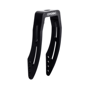 Front fork OMOBIC MAX, black anodized aluminium, 46 mm width, 164 mm height, 12 mm axle hole, 4 side holes