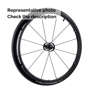 Rear wheel OMOBIC CYCLONE 24'', left, d12.7mm bearing, black rim, silver alum.pushrim, black pneumatic tyre and tube