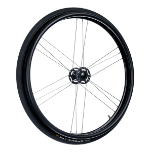 Rear wheel OMOBIC HURRICANE 24'', 6 x 3 spokes, d1/2'' bearing, black rim, black alum.pushrim, bl. tube and tyre