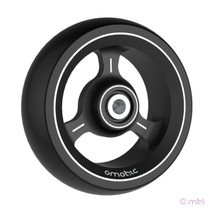 Front wheelchair wheel OMOBIC TRISTAR ALUCORE 4'', D100 x 35, aluminium polishing black rim, black CPU tyre