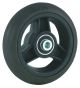 Front wheelchair wheel 4'', D100x26mm, plastic, with 3 spokes, 10 mm axle hole, 26 mm hub, round grey solid rubber tyre