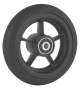 Front wheelchair wheel 5'', D125x27mm, plastic, with 5 spokes, 8 mm axle hole, 40 mm hub, round grey PU tyre