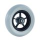 Front wheelchair wheel 6'', D150x40mm, plastic, with 5 spokes, 8 mm axle hole, 45 mm hub, v - shape grey PU tyre