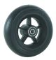 Front wheelchair wheel 5.5'', D140x40mm, plastic, with 5 spokes,10 mm axle hole, 41 mm hub, round grey solid rubber tyre