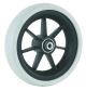 Front wheelchair wheel 6'', D150x33mm, plastic, with 7 spokes, 6 mm axle hole, 56 mm hub, flat grey solid rubber tyre