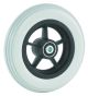 Front wheelchair wheel 6'', D150x30mm, plastic, with 5 spokes, 10 mm axle hole, 32 mm hub, grey PU tyre