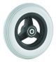 Front wheelchair wheel 6'', D150x30mm, plastic, with 3 spokes, 6 mm axle hole, 56 mm hub, grey PU tyre