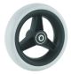 Front wheelchair wheel 6'', D150x33mm, plastic, with 3 spokes, 10 mm axle hole, 38 mm hub, flat grey solid rubber tyre