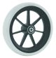 Front wheelchair wheel 7'', D175x33mm, plastic, with 7 spokes, 8 mm axle hole, 45 mm hub, flat grey solid rubber tyre