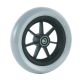 Front wheelchair wheel 7'', D173x40mm, plastic, with 7 spokes, 10 mm axle hole, 32 mm hub, v - shape grey PU tyre