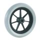 Front wheelchair wheel 8'', D200x40mm, plastic, with 7 spokes, 8 mm axle hole, 53 mm hub, v - shape grey PU tyre