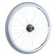 Drum brake wheel 22'', d12 mm bearing, alu. rim, aluminium anodized with rivenuts pushrim, polyurethane tyre and inserts