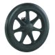Transfer wheel 12'', 12 mm bearing, side A, M12 x 108 bolt dimensions, drum brake, grey polyurethane tyre, ribbed