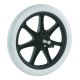 Transfer wheel 16'', 12 mm bearing, side B, M12 x 47 bolt dimensions, drum brake, polyurethane tyre, ribbed