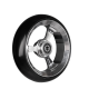 Front wheelchair wheel OMOBIC TRISTAR ALUCORE 6'', D150 x 35, aluminium polishing silver rim, black CPU tyre
